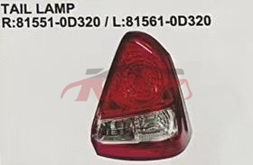 For Toyota 24502012 Etios tail Lamp r  81551-0d320, L 81561-0d320, Toyota  Auto Lamp, Etios Car PartsR  81551-0D320, L 81561-0D320