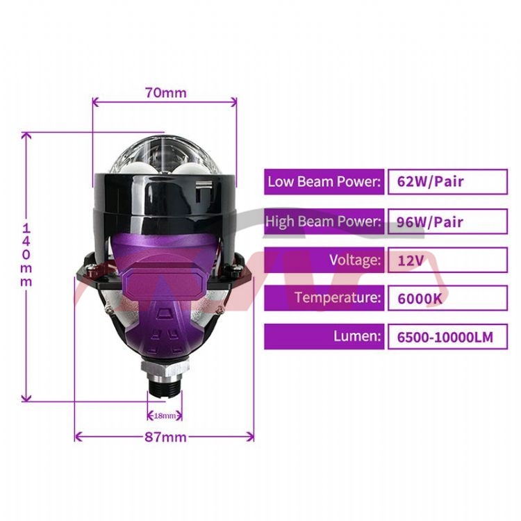 For Lens3551&nbsp;projector Lens&nbsp;2.5-inch Bi Led Projector Lens Headlight 48w High/low Beam Car Led Bulbs H7 9005 9006 Mini Projector Lens For Cars, Lens Auto Parts Catalog, Lens  Automotive Accessories-2.5-Inch Bi LED Projector Lens Headlight 48W High/Low Beam Car LED Bulbs H7 9005 9006 Mini Projector Lens for Cars